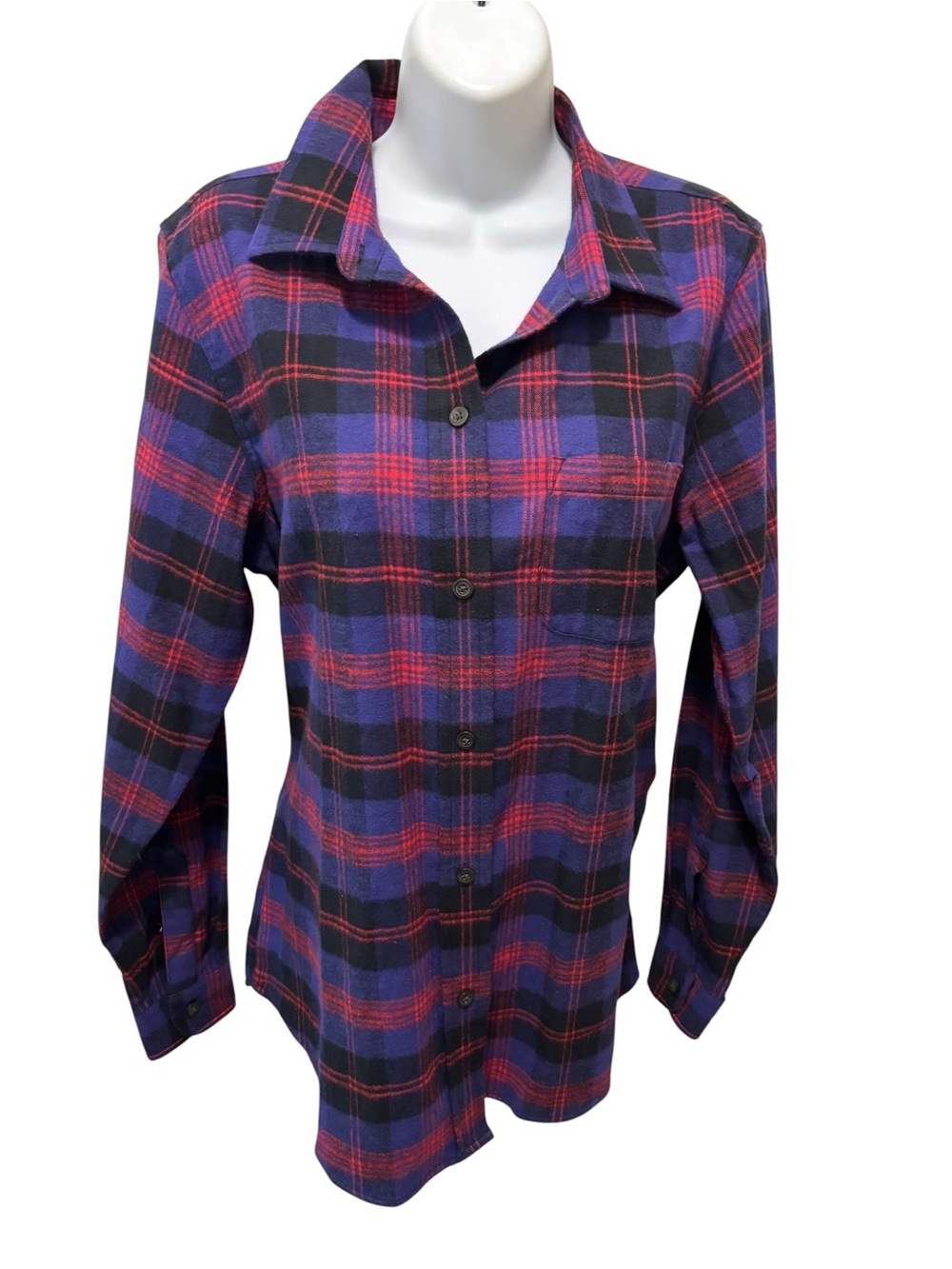 L.L. Bean Scotch Plaid Flannel Shirt
Relaxed Fit Sz MT Purple Black Red